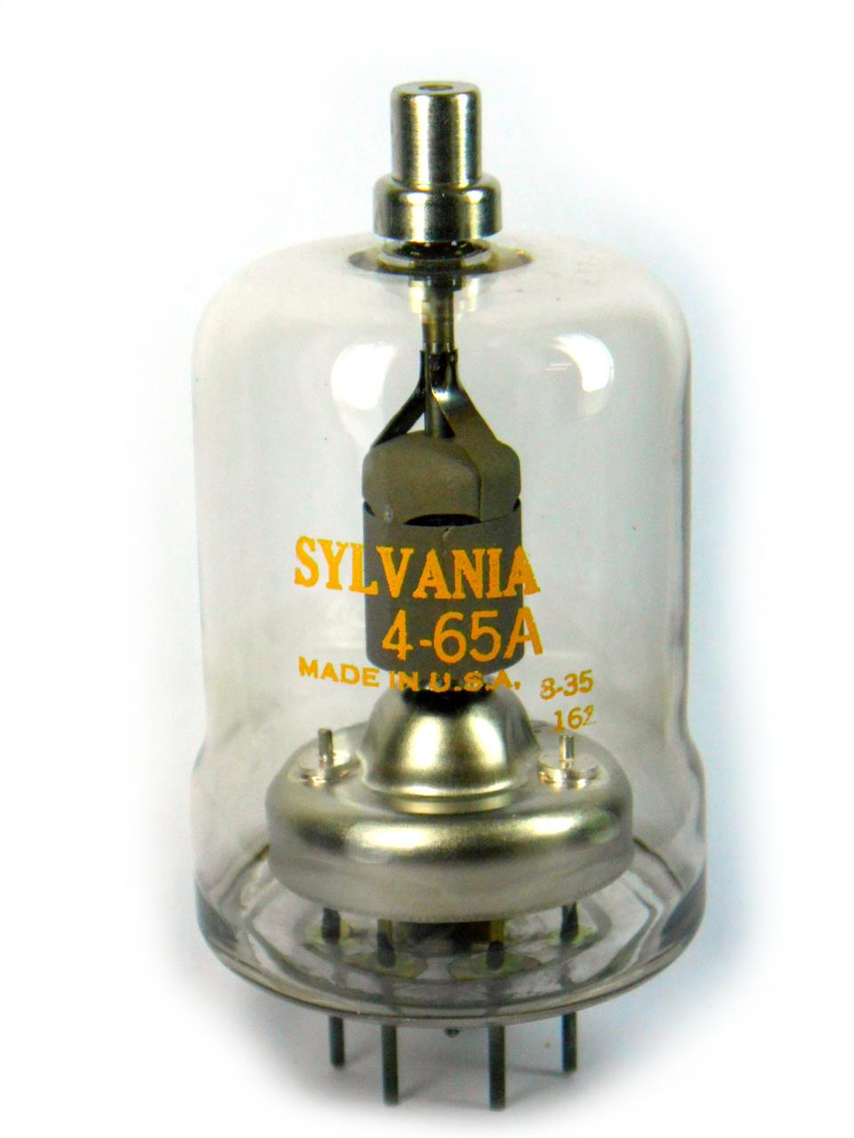 Válvulas pentodo de alta potência com invólucro de vidro - Válvula 8165 4-65A Sylvania
